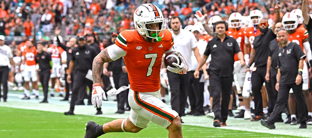 Xavier Restrepo runs toward the End Zone
