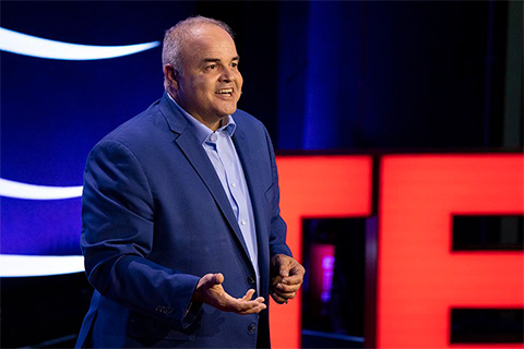  Xavier Cortada onstage in the TED Countdown event in London, October 2022. Photo: Gilberto Tadday/TED 