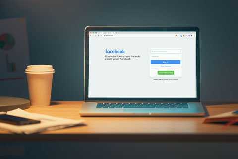Facebook login screen