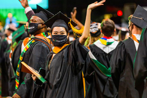 More than 1,100 graduates were conferred degrees during three ceremonies at the Watsco Center on Friday