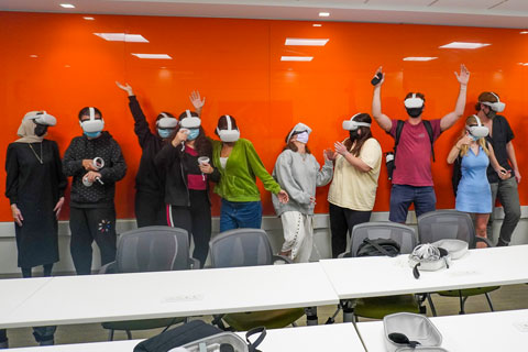 Students participated in the spring semester course, “Religion and Sacred Spaces in the Era of Virtual Reality and Artificial Intelligence,” which was taught in virtual reality.