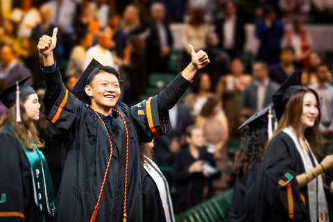 Fall commencement exercises at the Watsco Center bestowed degrees on more than 1,000 undergraduate and graduate students. 