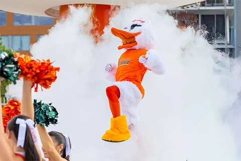 Sebastian at Canes Spirrit Day and Homecoming opening ceremonies