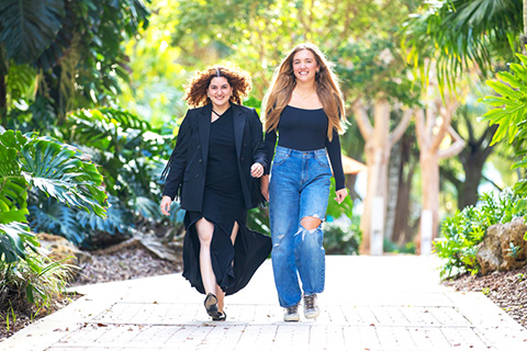   Annia Elena Lopez and Linda Geib are members of the Luxury and Fashion Club at the University of Miami. Photo: Jenny Hudak/University of Miami