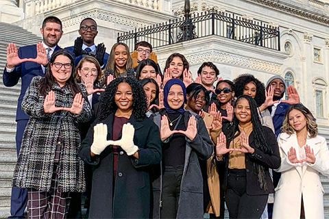   A cohort of students, who were part of Leadership UMiami, traveled to Washington, D.C. to experience democracy in action.