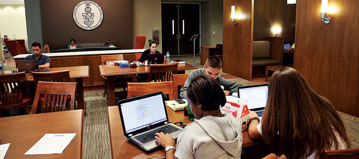Students in law library.